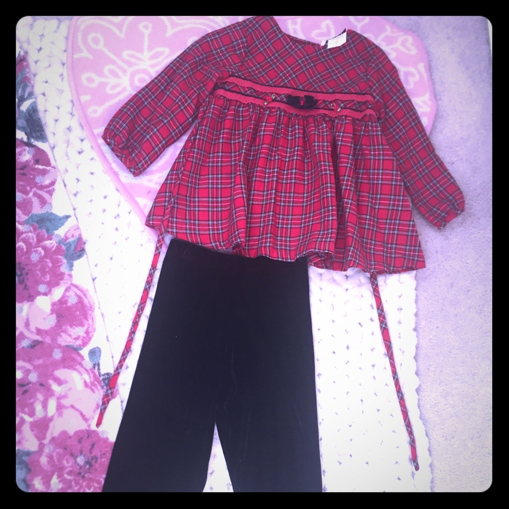 Plaid and Velvet Two-Piece